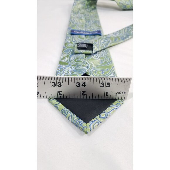 Croft & Barrow Mens Necktie Green & Blue Paisley Silk Tie - Picture 7 of 8